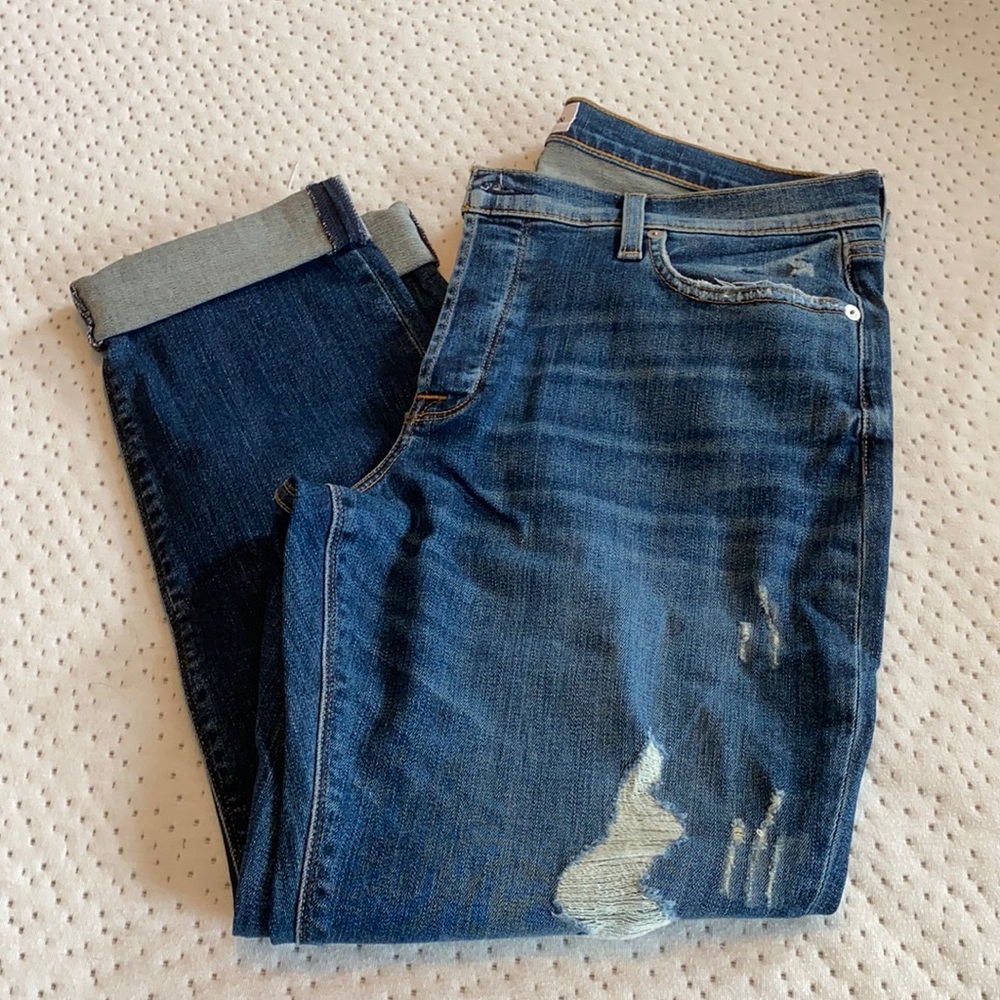 Cuffed High Rise Hudson Straight Leg Jeans